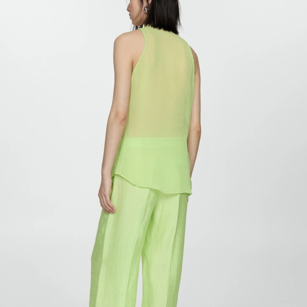 Mango Light Green Ruffle Blouse - Picture 4 of 6